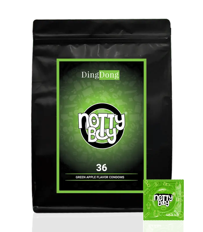 NottyBoy Green Apple Flavour Extra Thin Condoms – Pack of 36