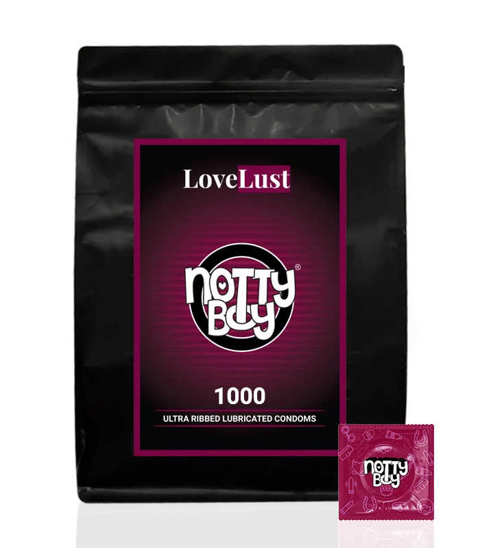 NottyBoy LoveLust Ultra Ribbed Condoms for Men - 1000 Count