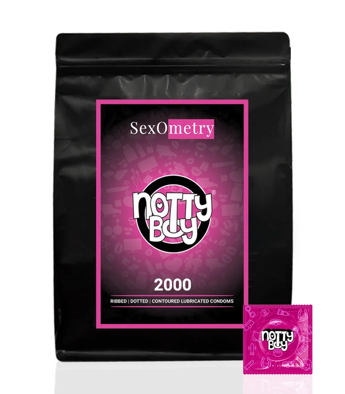 NottyBoy 3inOne Multi Textured Ribbed, Dotted, Contour Design Condoms - 2000 Count